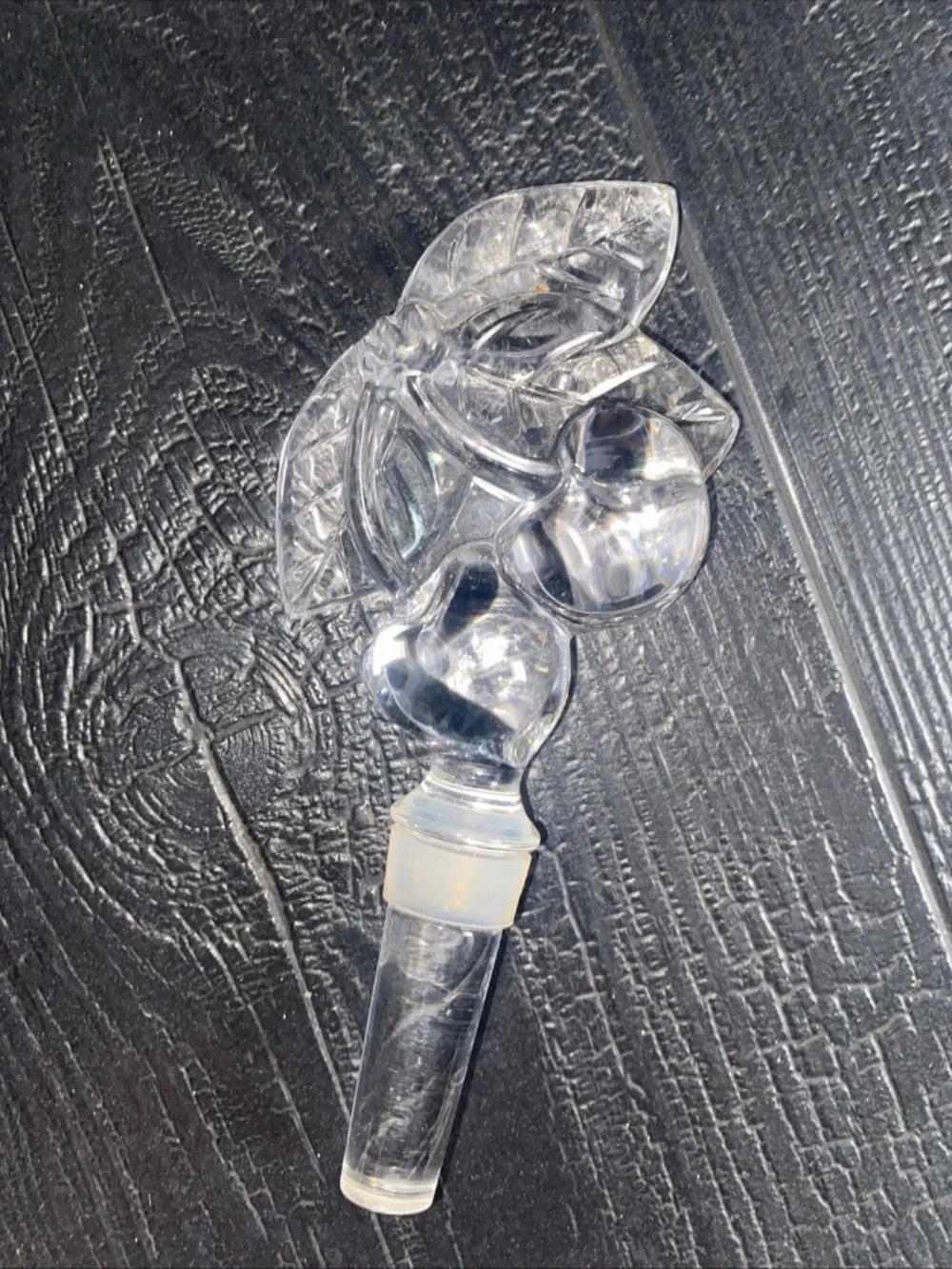 MIKASA Cherry Orchard Clear Crystal Lead Wine Bottle Stopper Fruit Collection